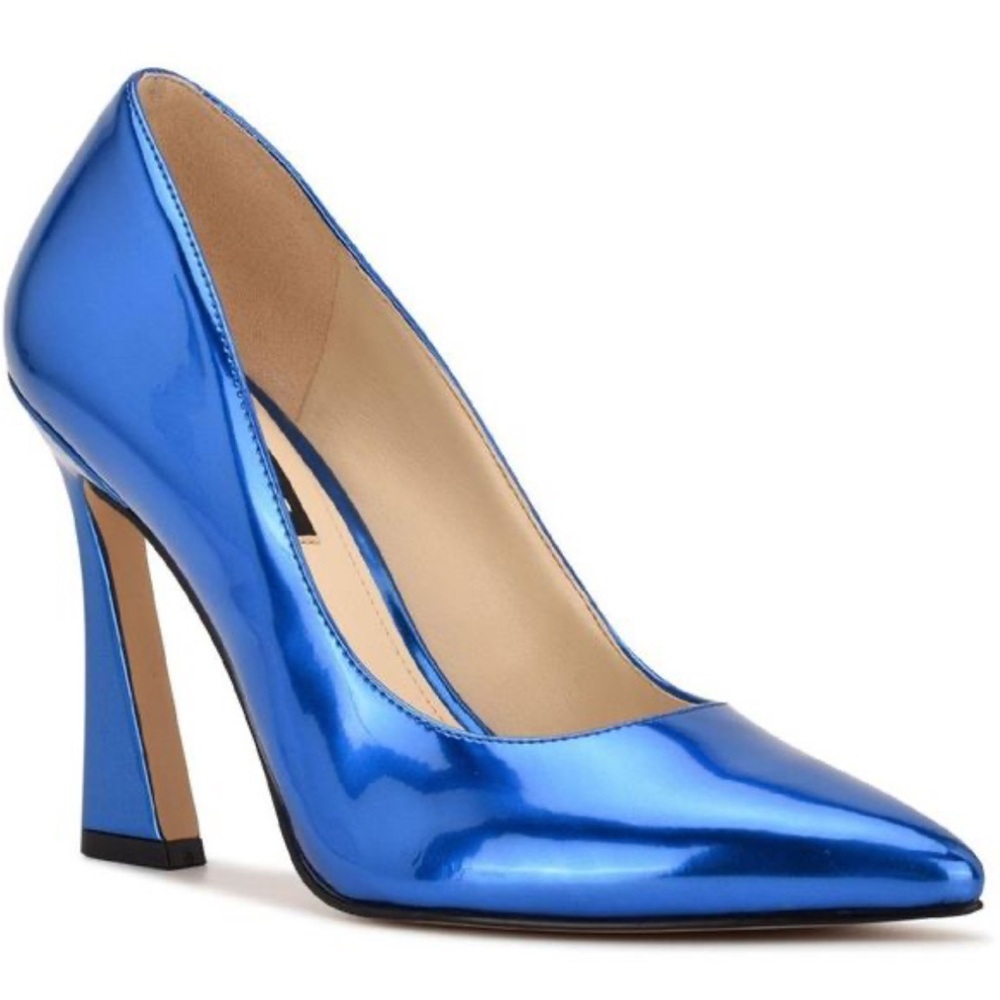Nine West Metallic Blue Pointed-Toe Pumps size 10.5